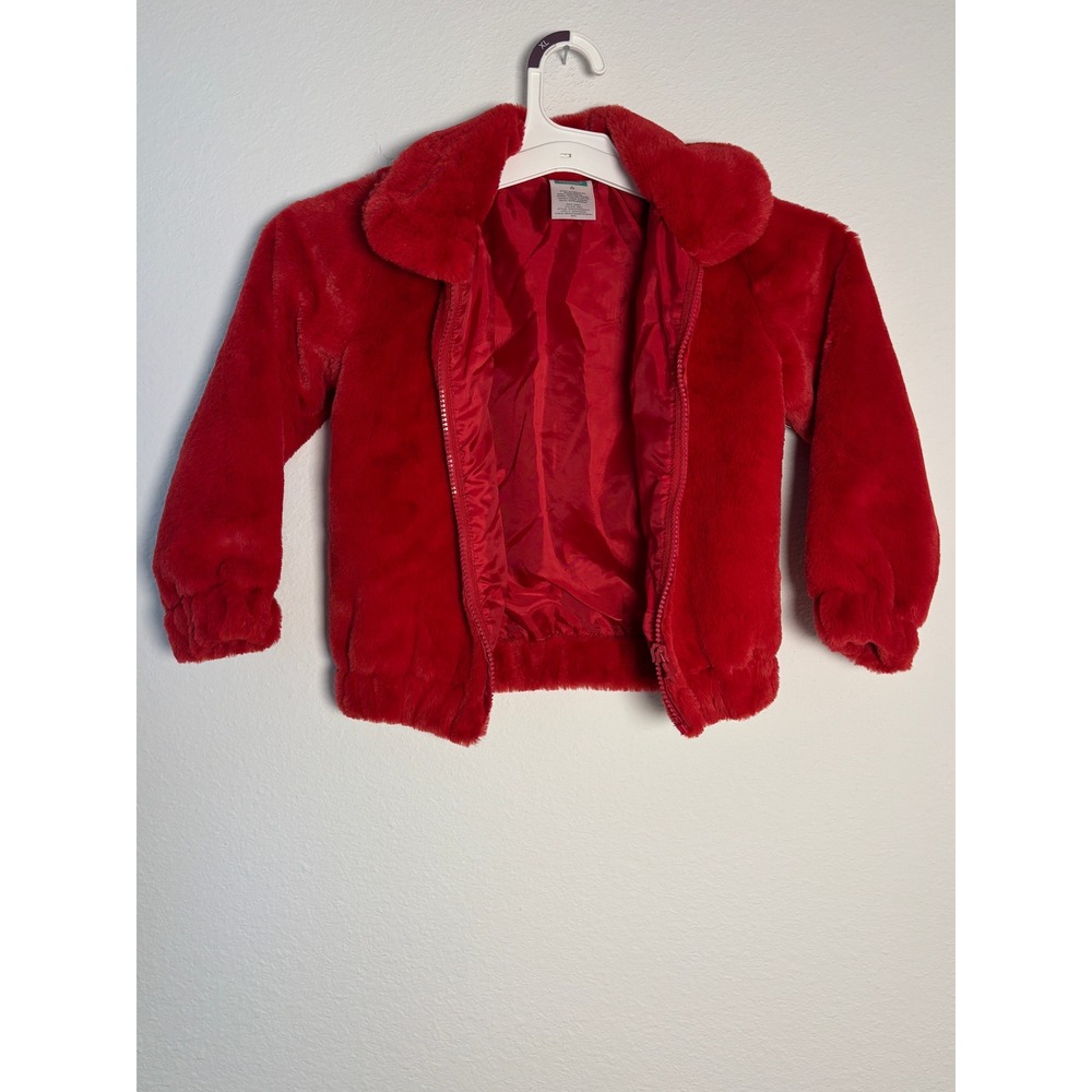 365Kids Garanimals Girls Red Faux Fur Zip Up‎ Jacket GAKGF2238070 Size 6